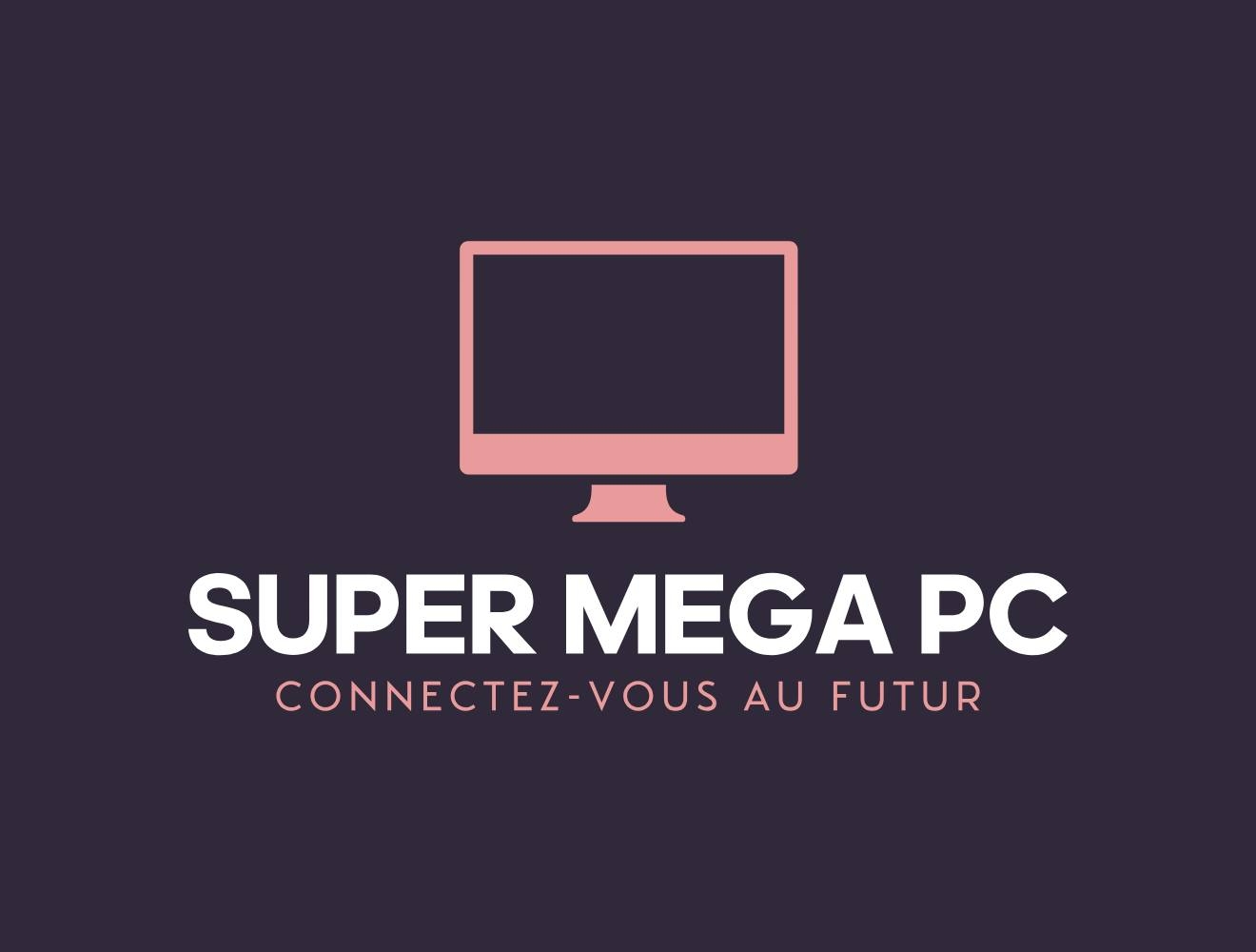 Logotype officiel Super Mega PC — Connectez-vous au futur